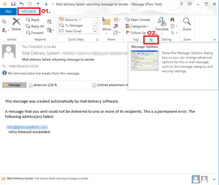 outlook headers 2013